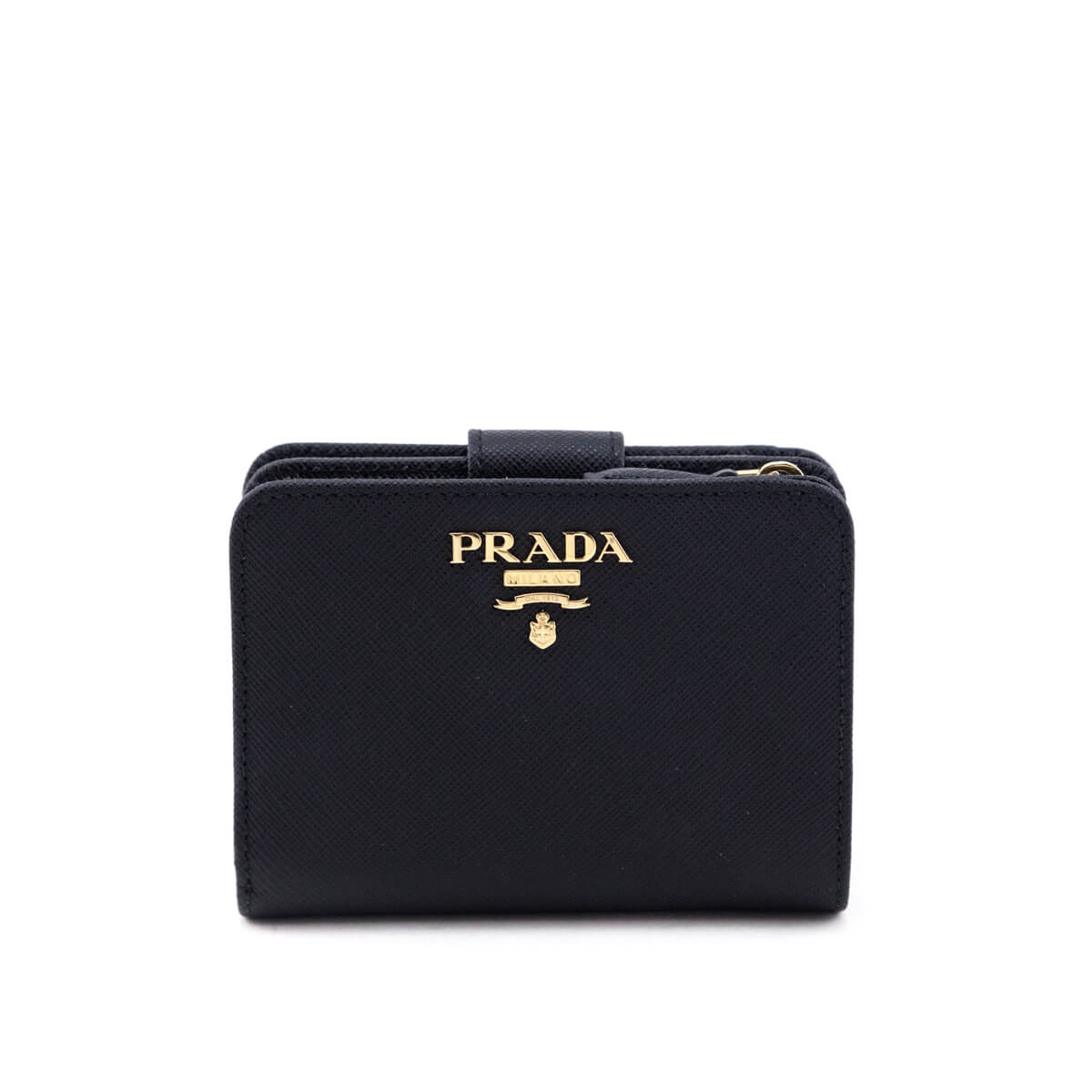 Prada Black & Ibisco Saffiano Small Bi-fold Wallet