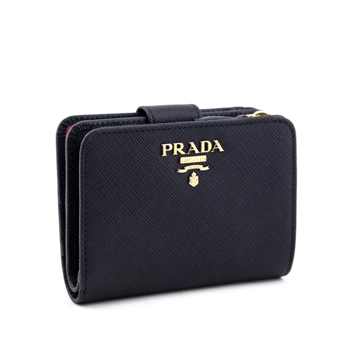 Prada Black & Ibisco Saffiano Small Bi-fold Wallet