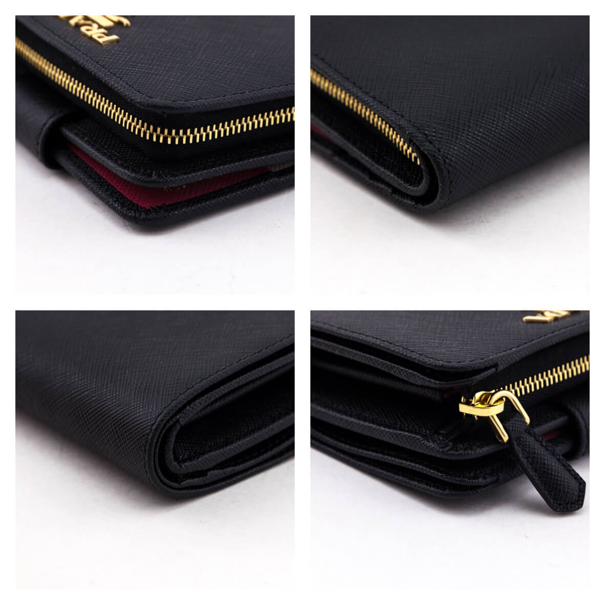 Prada Black & Ibisco Saffiano Small Bi-fold Wallet