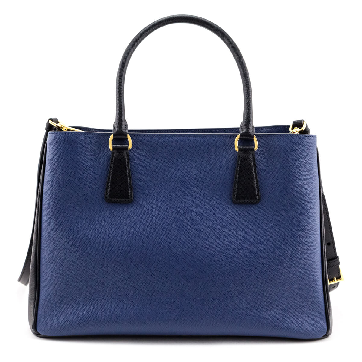 Prada Bluette & Black Saffiano Lux Tote