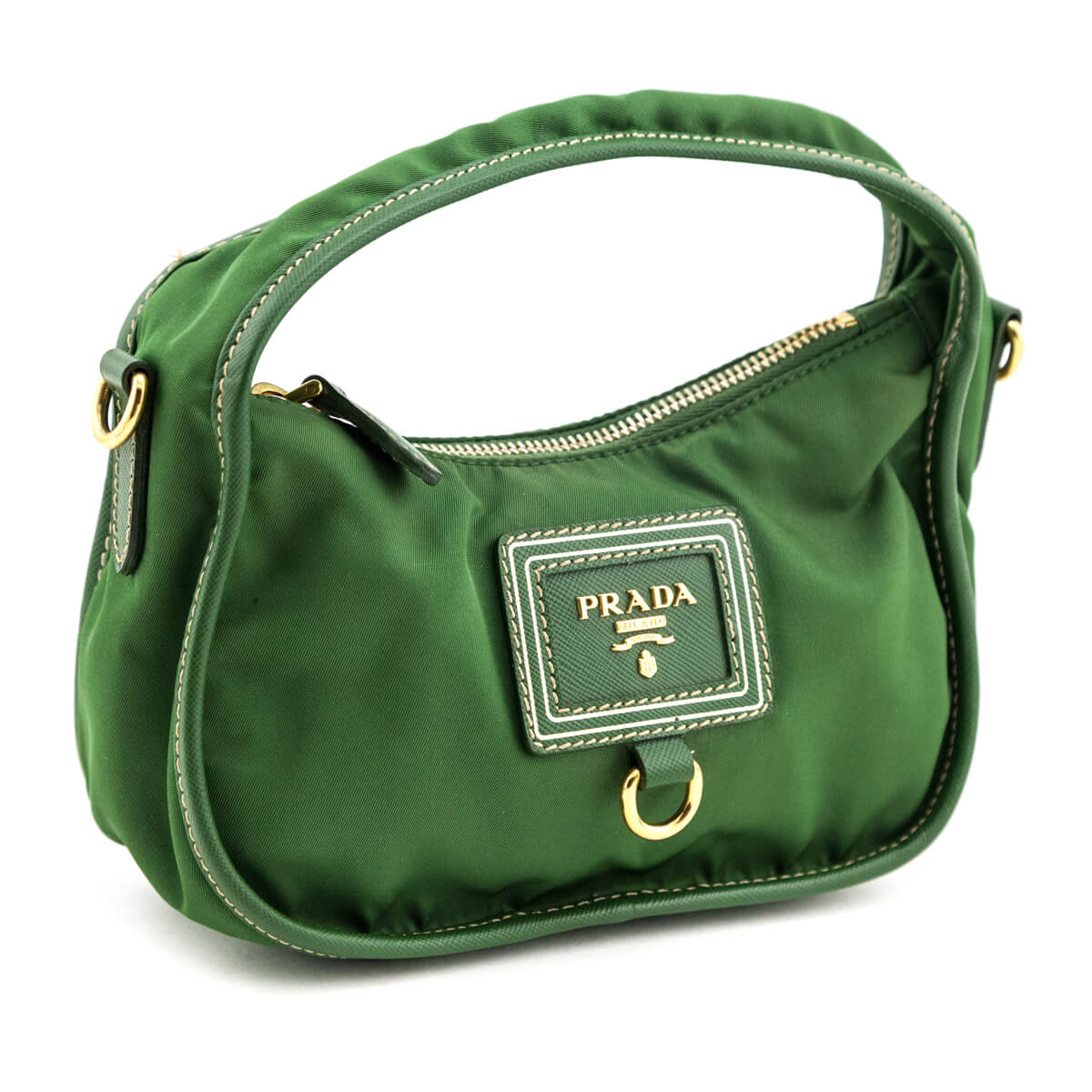 Prada Green Tessuto and Saffiano Mini Crossbody