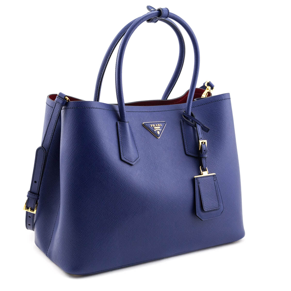 Prada Inchiostro Fuoco Saffiano Large Double Bag