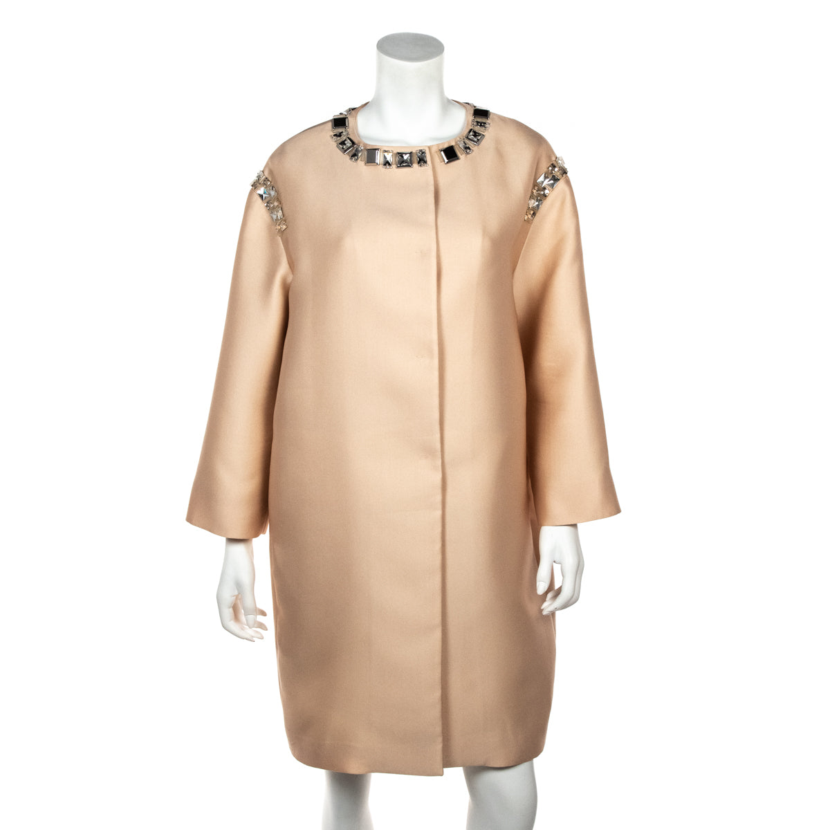 Prada Pink Silk Crystal Embellished Coat Size M | US 8 | IT 44
