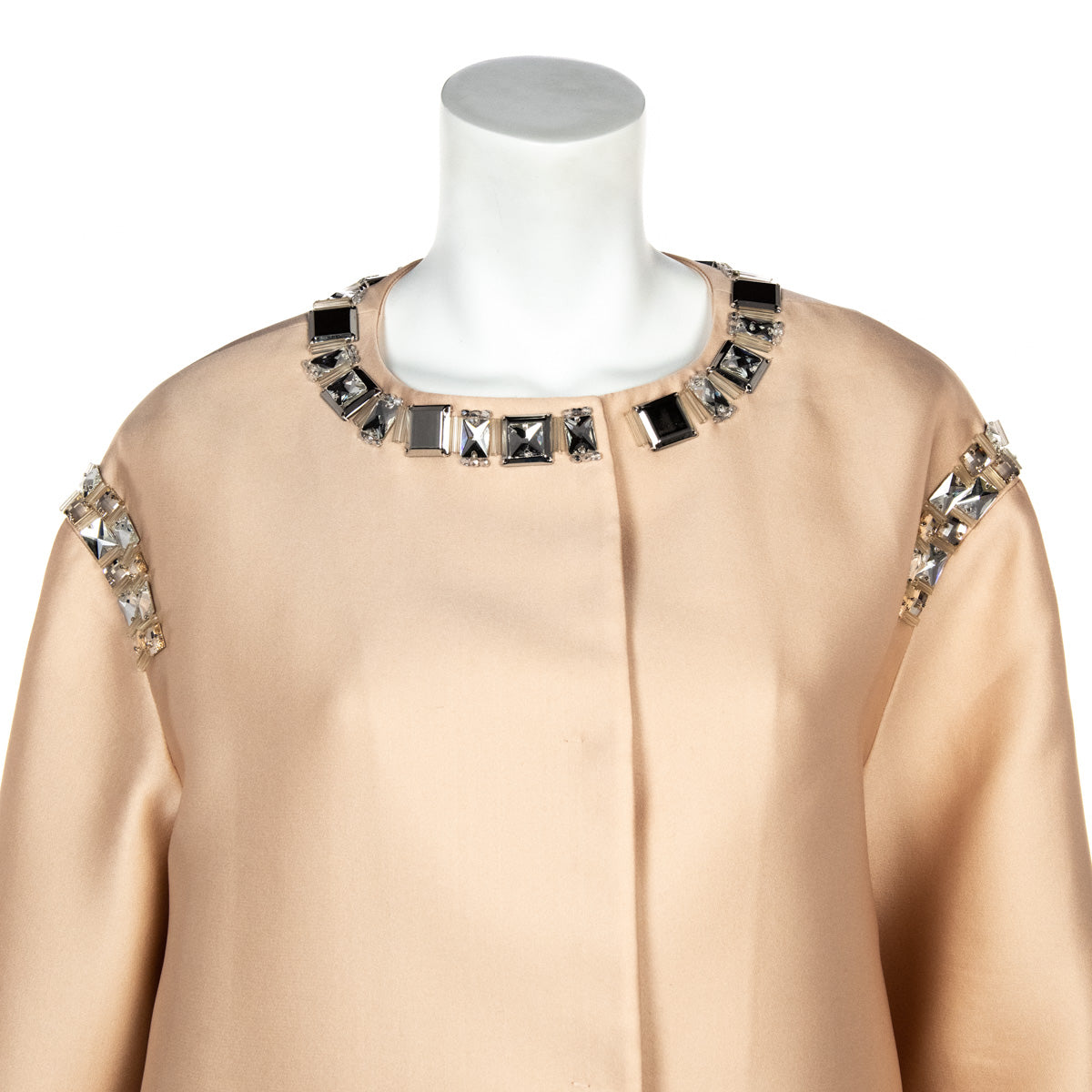 Prada Pink Silk Crystal Embellished Coat Size M | US 8 | IT 44