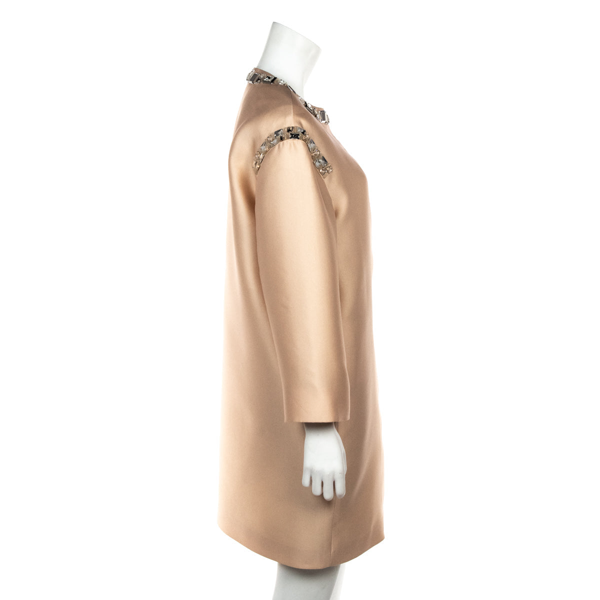 Prada Pink Silk Crystal Embellished Coat Size M | US 8 | IT 44
