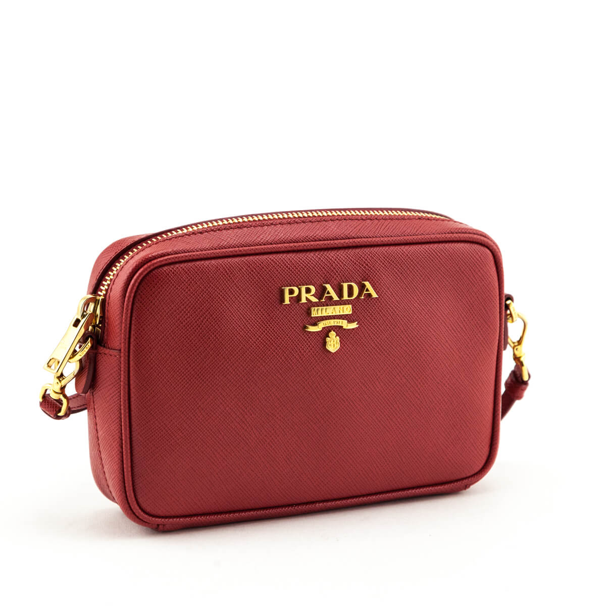 Prada Red Saffiano Small Camera Bag Crossbody
