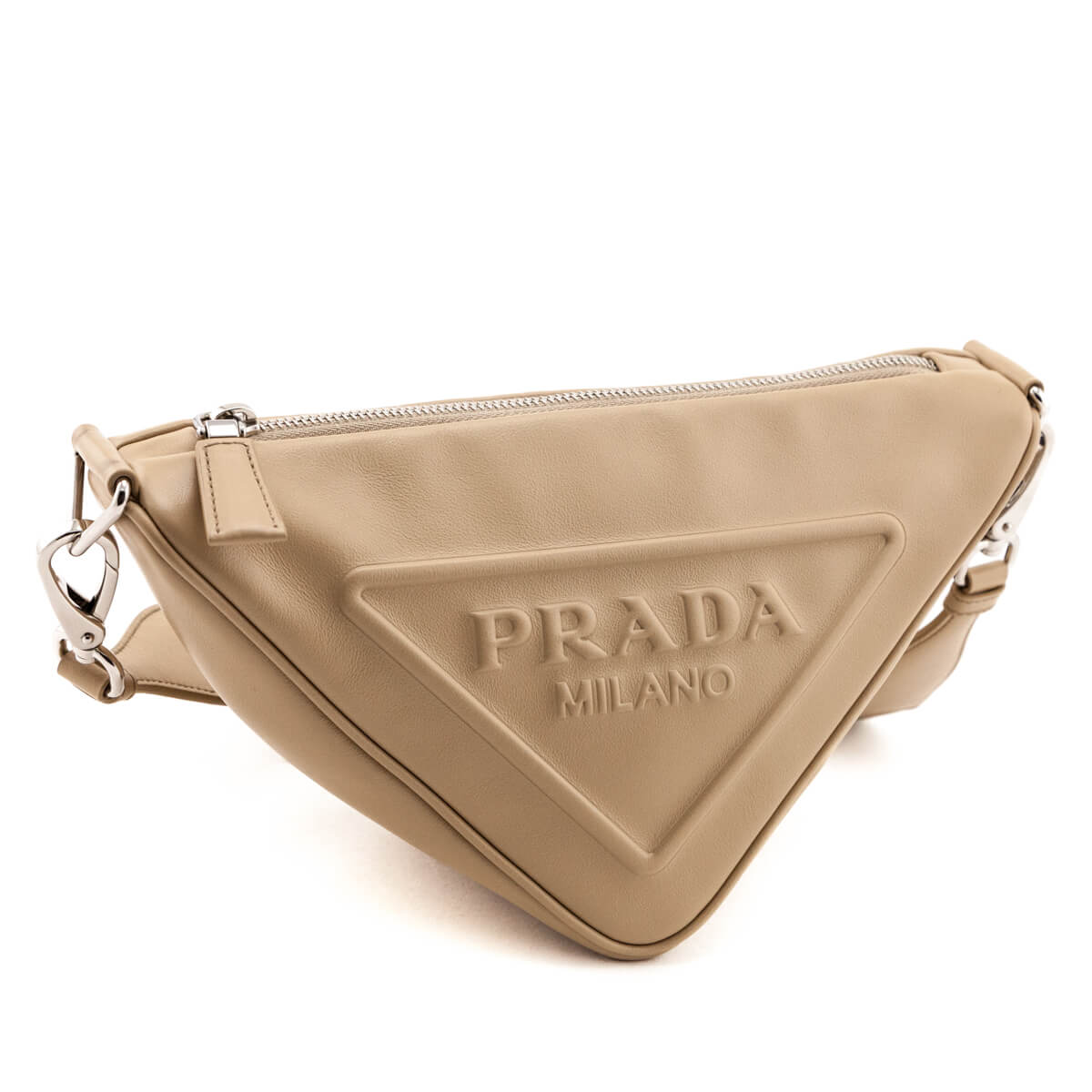 Prada Sabbia Grace Lux Calfskin Triangle Shoulder Bag