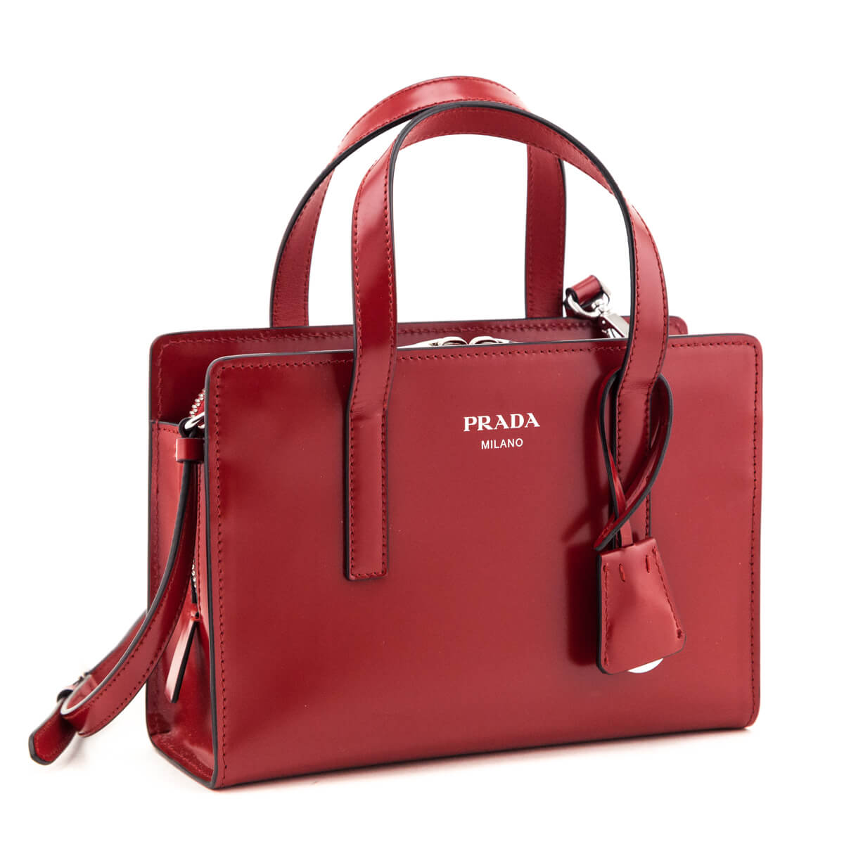 Prada Scarlet Brushed Calfskin Mini Re-Edition 1995 Tote Bag