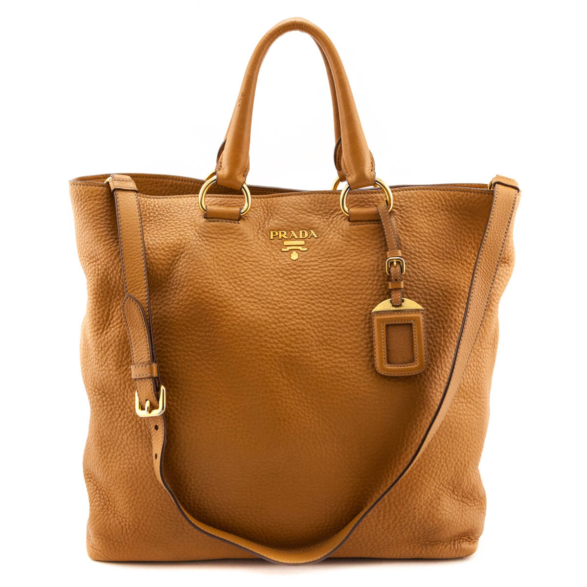Prada Tan Vitello Phenix Leather Tote