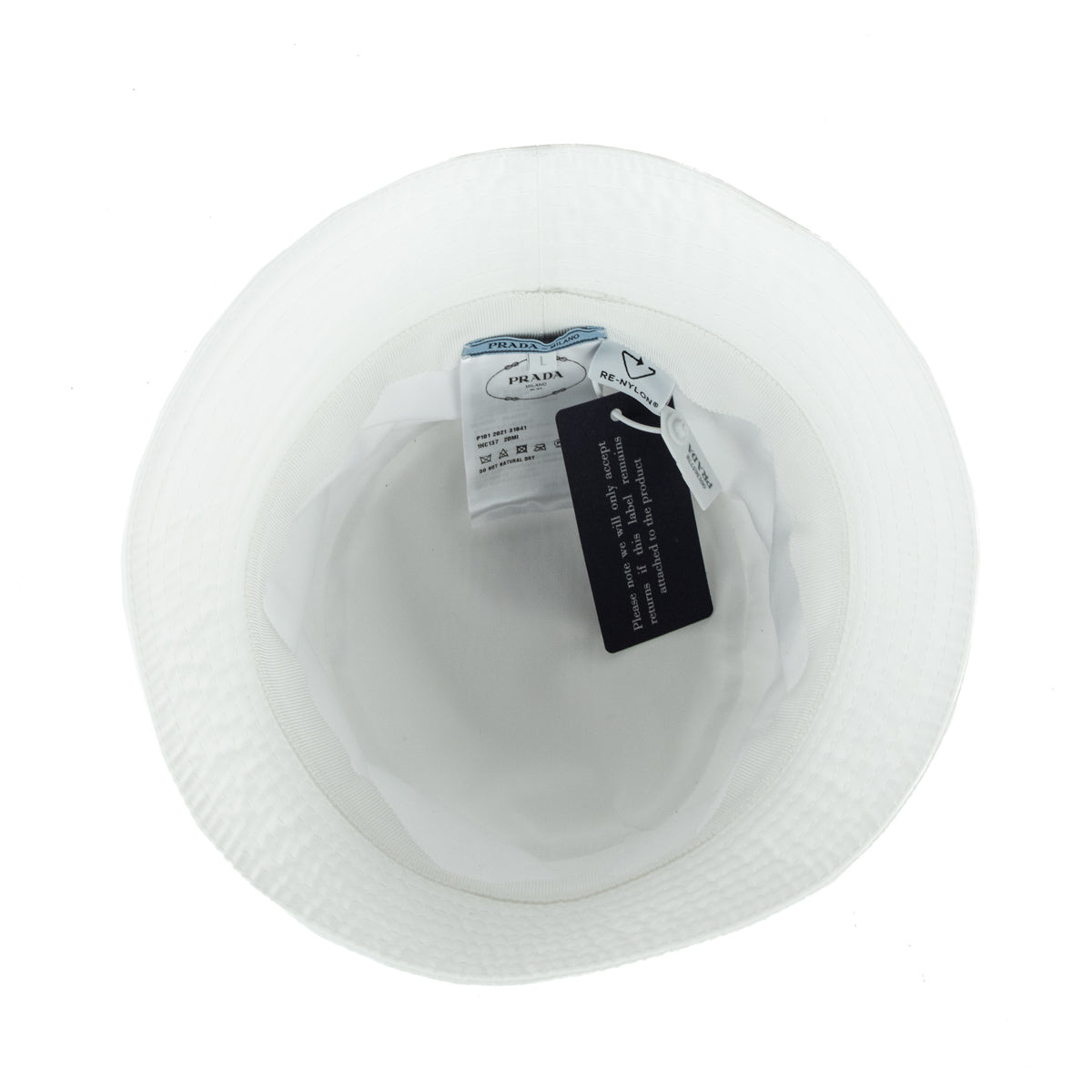 Prada White Re-Nylon Bucket Hat Size L
