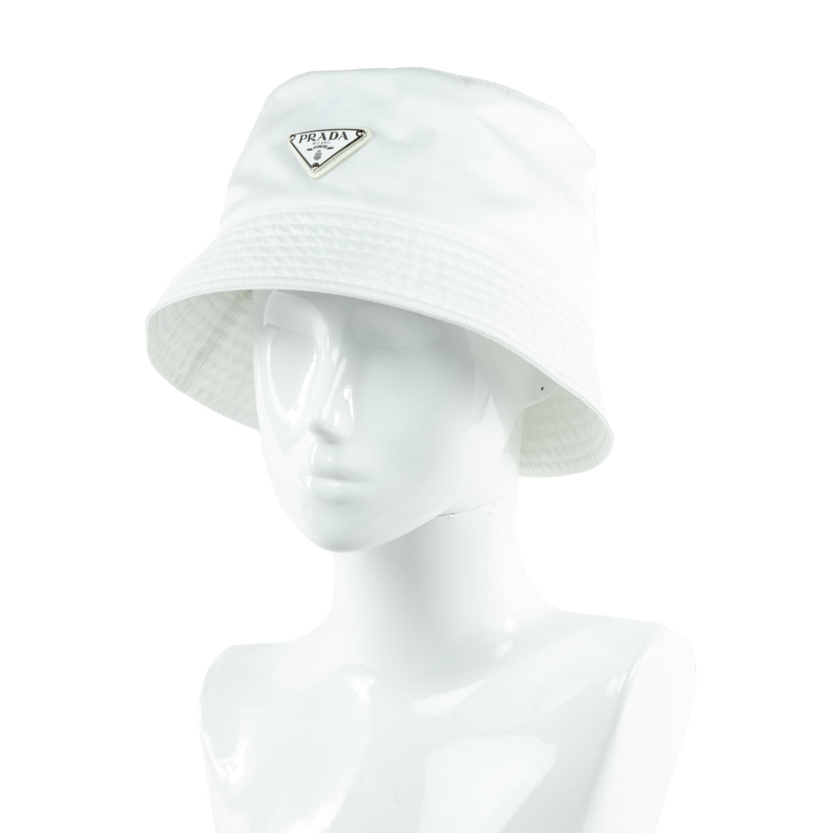 Prada White Re-Nylon Bucket Hat Size L
