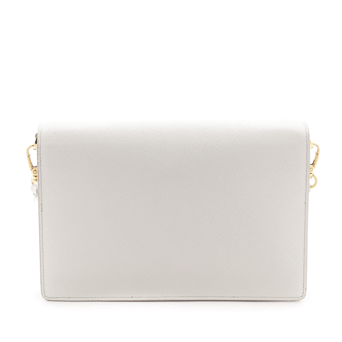 Prada White Saffiano City Calf Mini Envelope Crossbody Bag