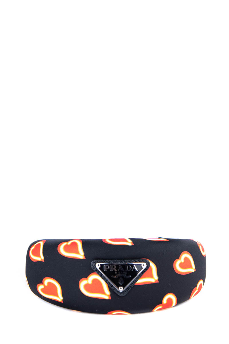 Prada Black & Red Heart Print Headband