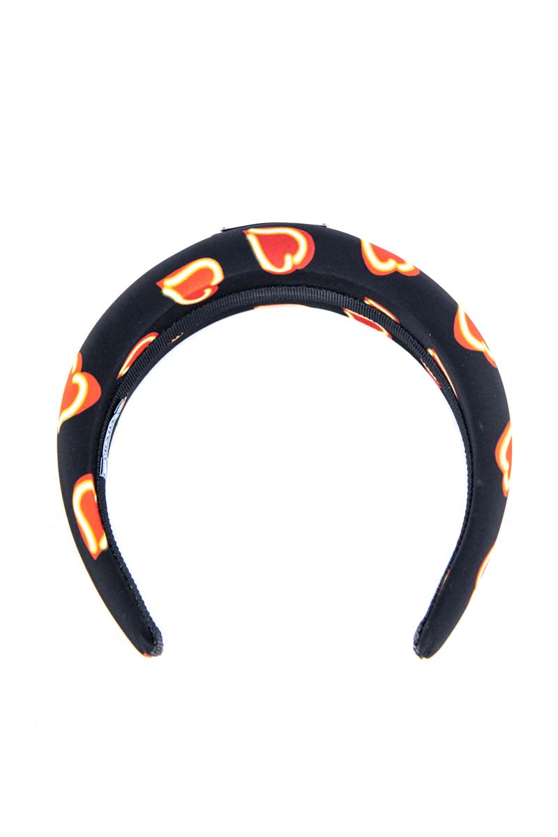 Prada Black & Red Heart Print Headband