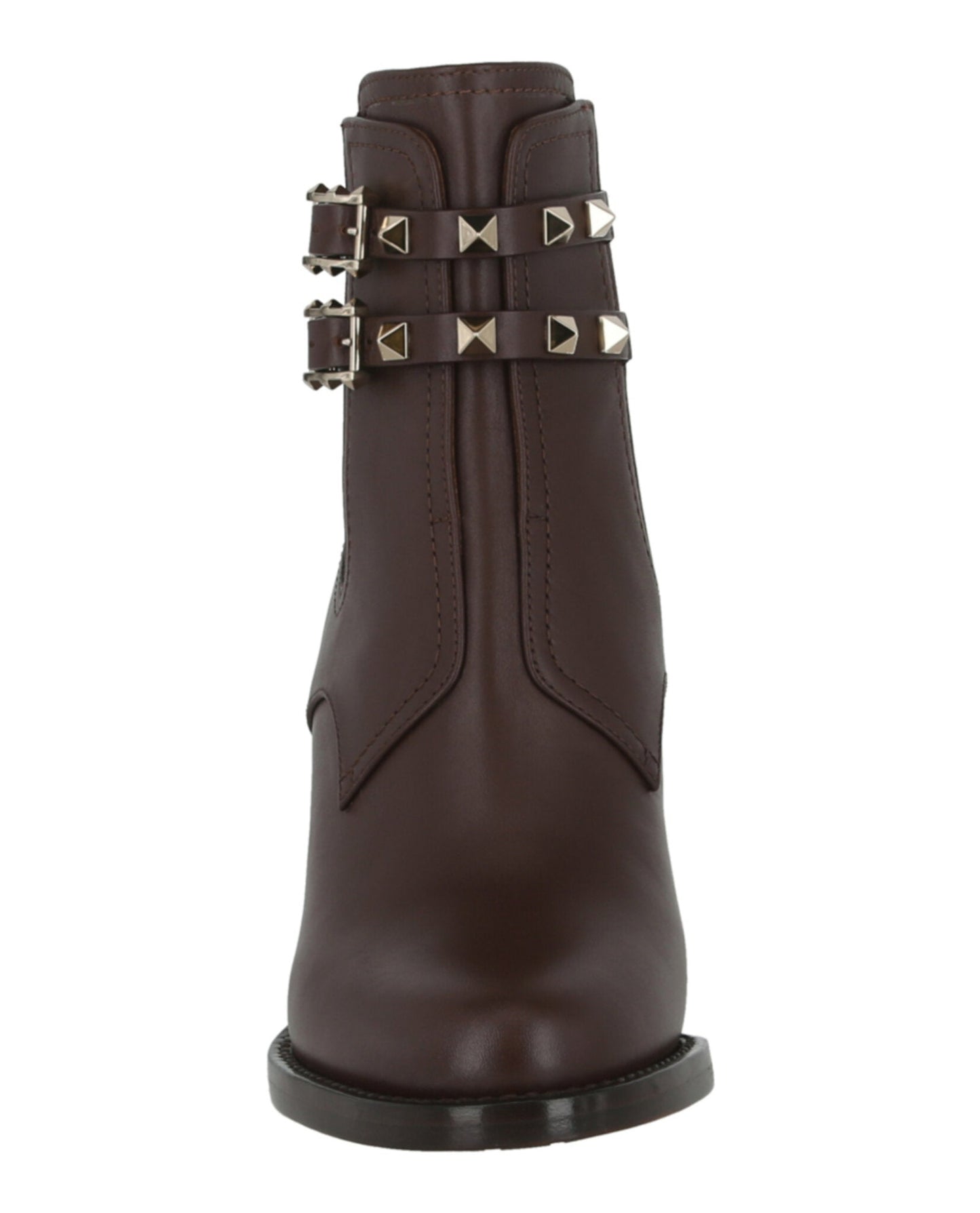 Valentino Womens Rockstud Calfskin Buckle-Strap Ankle Boots