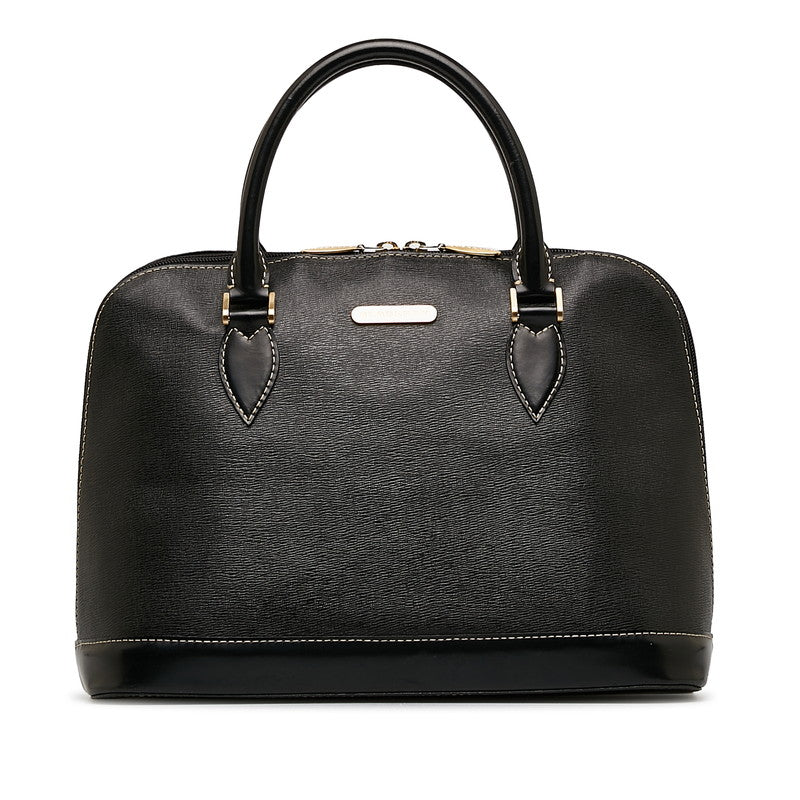 Burberry Nova Check Shadow Horse Handbag Bag Black Leather Ladies