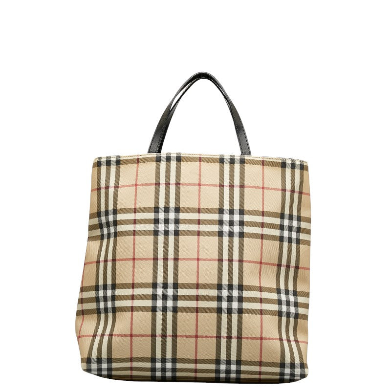 Burberry Nova Check Logo Charm Bag Beige Black PVC Leather