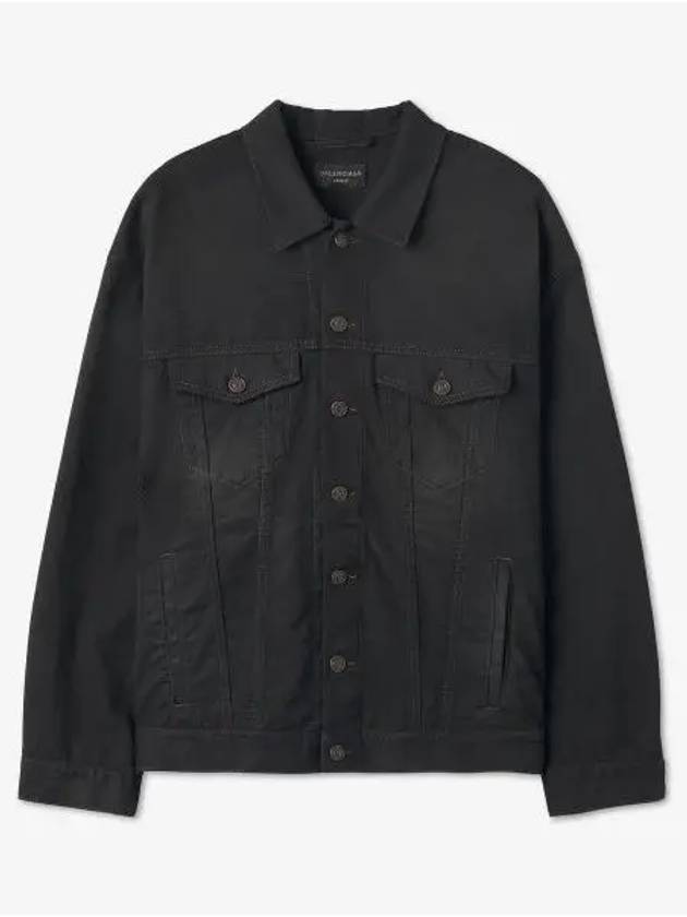Balenciaga Political Campaign Logo Oversized Denim Jacket Black