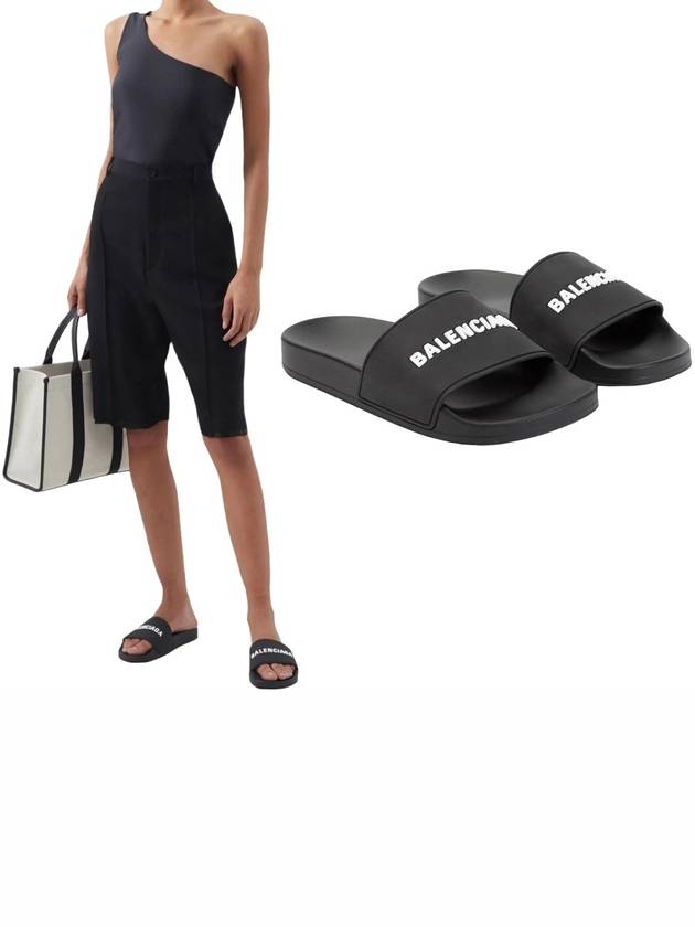 Balenciaga Logo Slippers Black