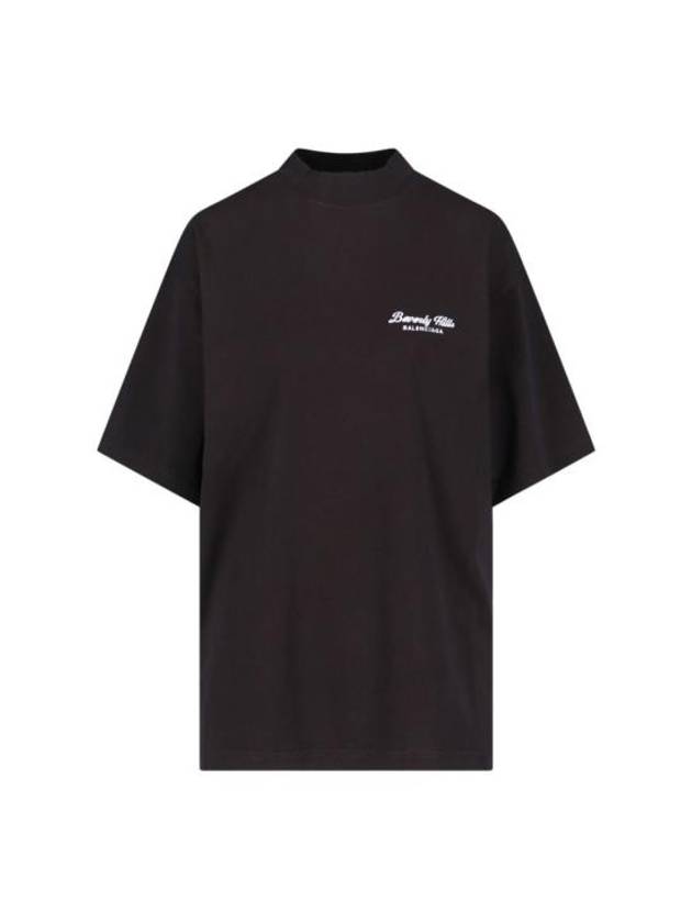 Balenciaga Logo Print Medium Fit Short Sleeve T-Shirt Black