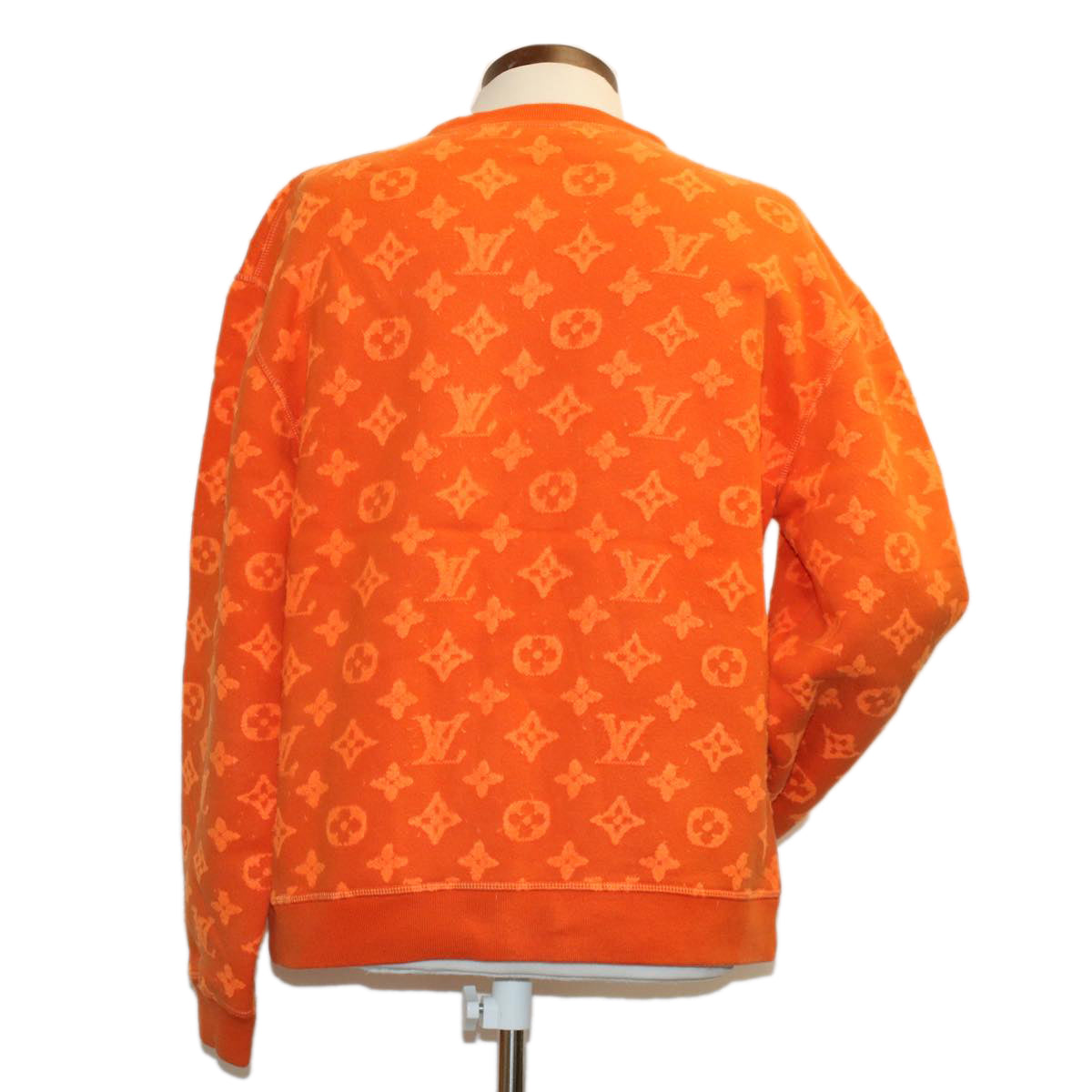 LOUIS VUITTON Monogram Jacquard Crew Neck Sweatshirt XS Orange RM192M ak191