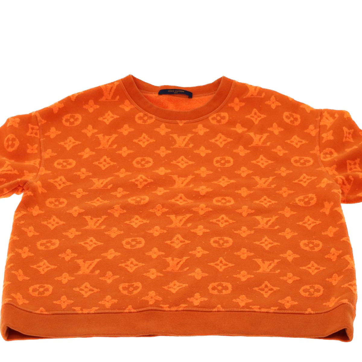 LOUIS VUITTON Monogram Jacquard Crew Neck Sweatshirt XS Orange RM192M ak191