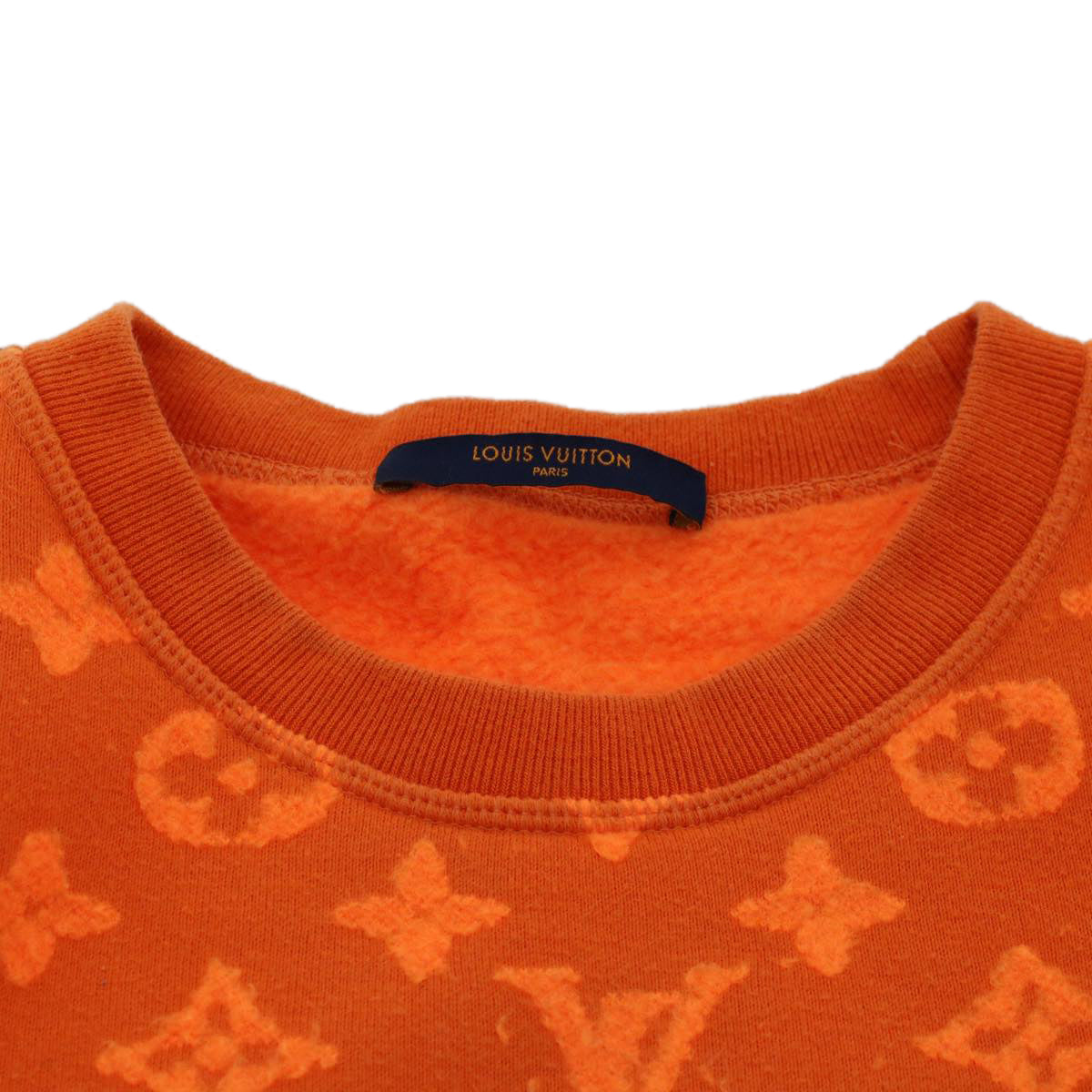 LOUIS VUITTON Monogram Jacquard Crew Neck Sweatshirt XS Orange RM192M ak191