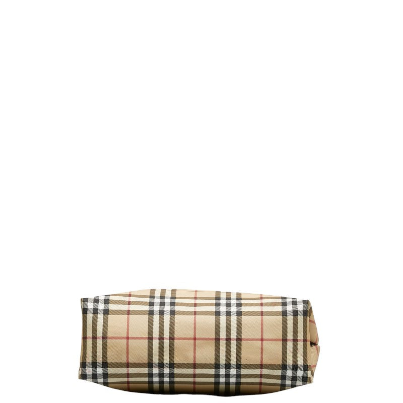 Burberry Nova Check Logo Charm Bag Beige Black PVC Leather