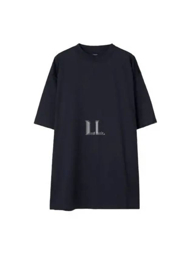 Balenciaga Cotton Crew Neck Short Sleeve T-Shirt Navy