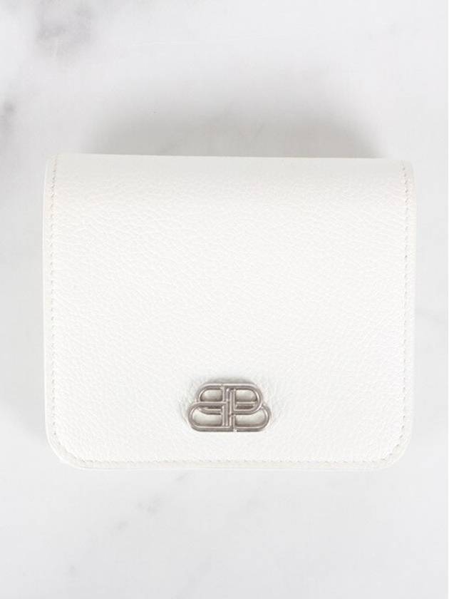 Balenciaga BB silver bi fold wallet white