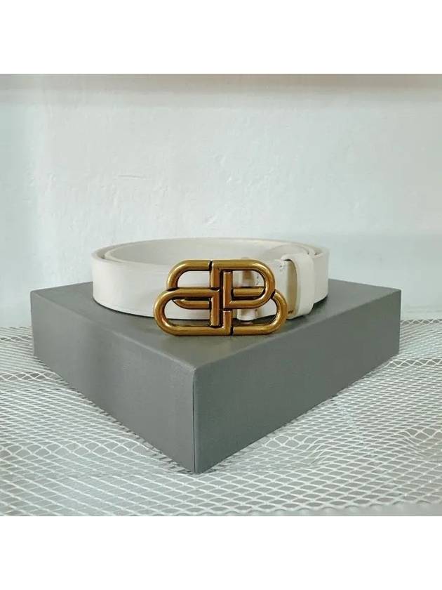 Balenciaga BB Buckle Belt White