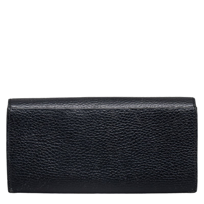 Burberry Nova Check Logo Long Wallet Black Leather Ladies