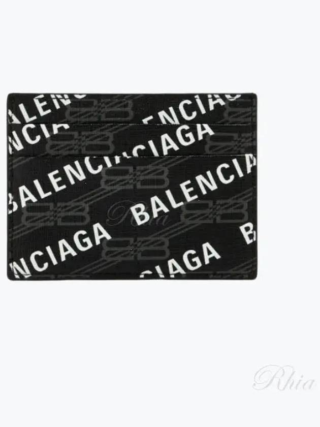 Balenciaga Monogram Pattern Card Wallet Black