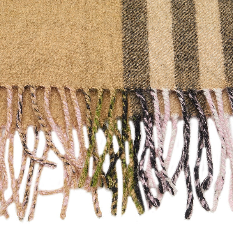 Burberry Nova Check Muffler Beige Pink Cashmere Ladies