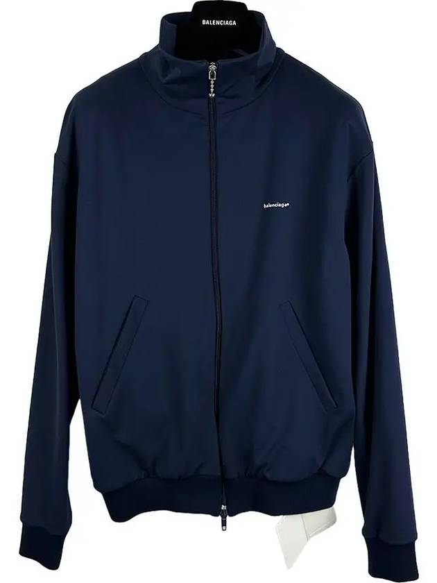 Balenciaga Logo Zip-Up Jacket Navy