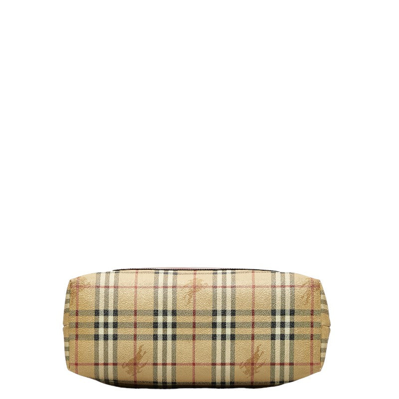 Burberry Nova Check Shoulder Bag Beige Red PVC Leather