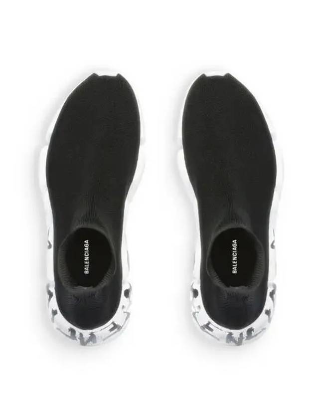 Balenciaga Speed 2.0 Graffiti Knit High Top Sneakers Black