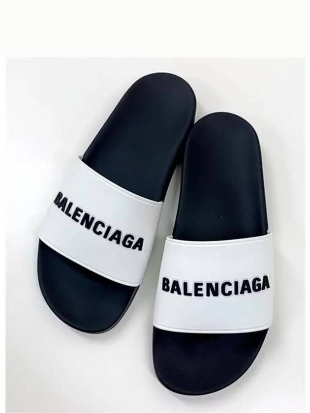 Balenciaga Logo Pool Slippers White