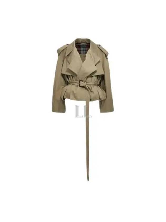 Balenciaga Fold Cotton Twill Short Trench Coat Beige