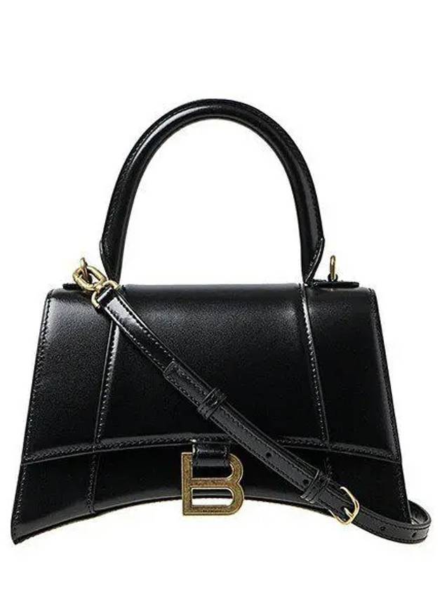 Balenciaga Hourglass Small Tote Bag in Shiny Box Calfskin Black