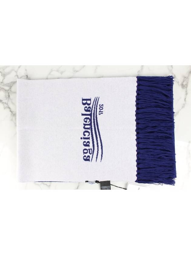 Balenciaga Wave logo wool muffler blue