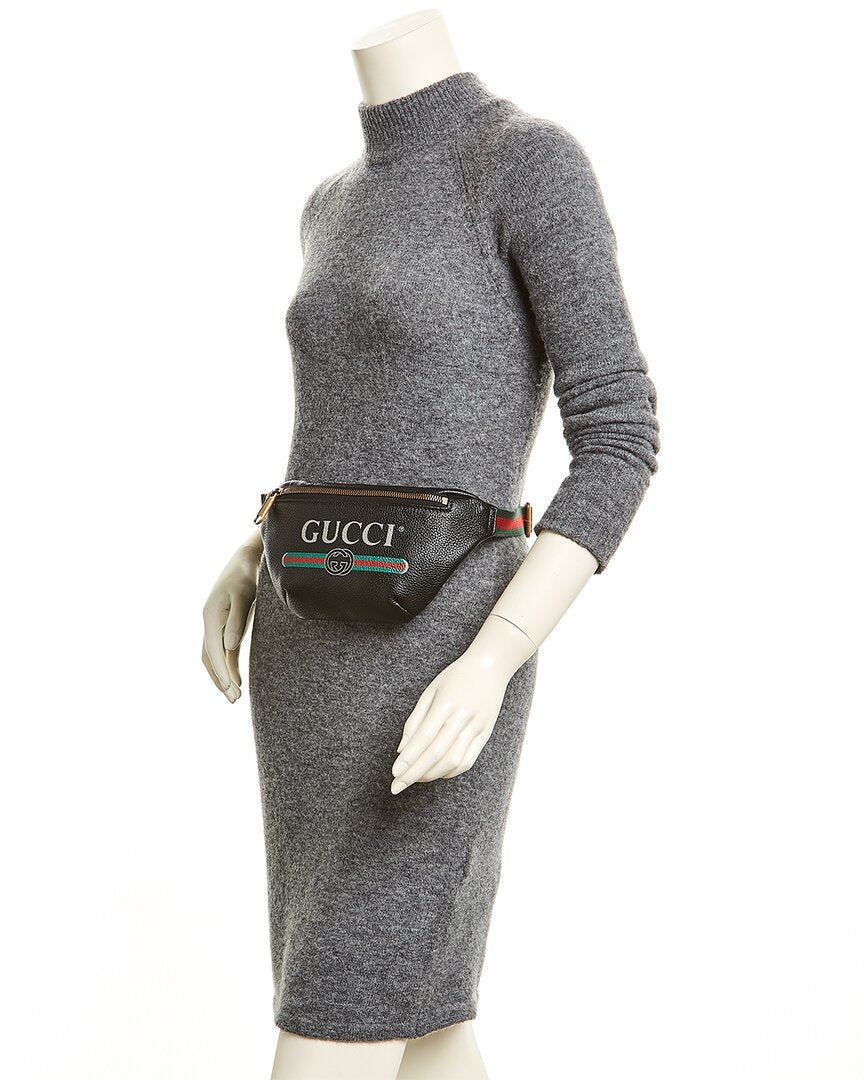 Gucci Logo Print Small Leather Belt Bag