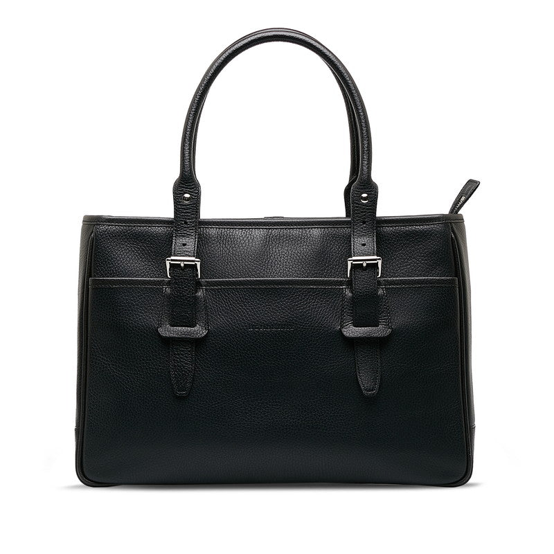 Burberry Nova Check Business Bag Black Leather Ladies