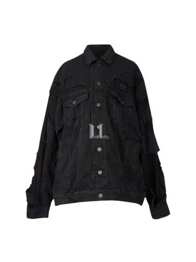 Balenciaga Unity Sports Icon Patchwork Denim Jacket Black