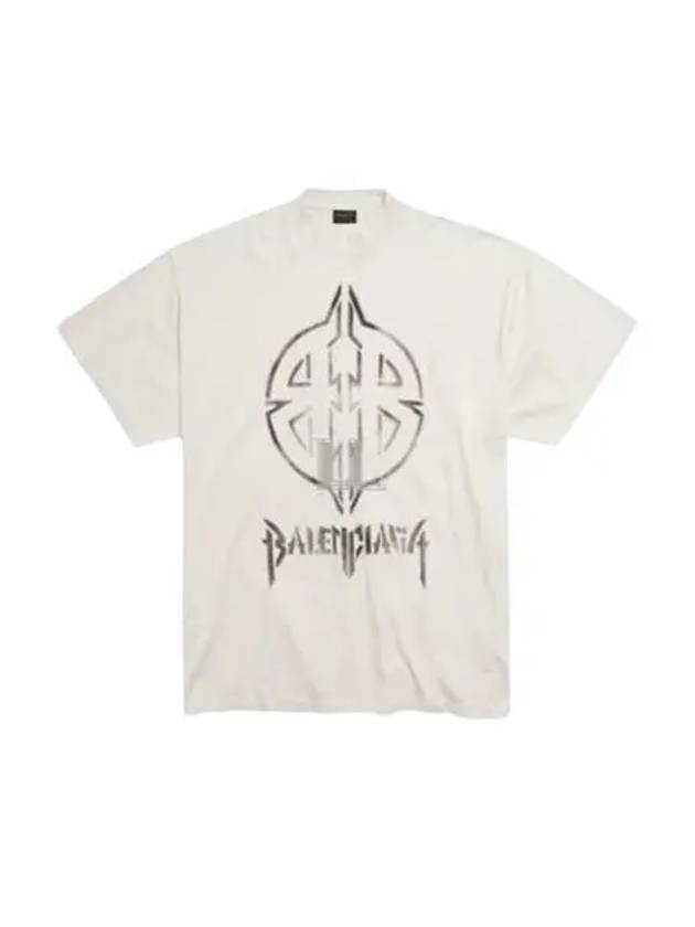 Balenciaga Metal BB Stencil Cotton Short Sleeve T-Shirt White