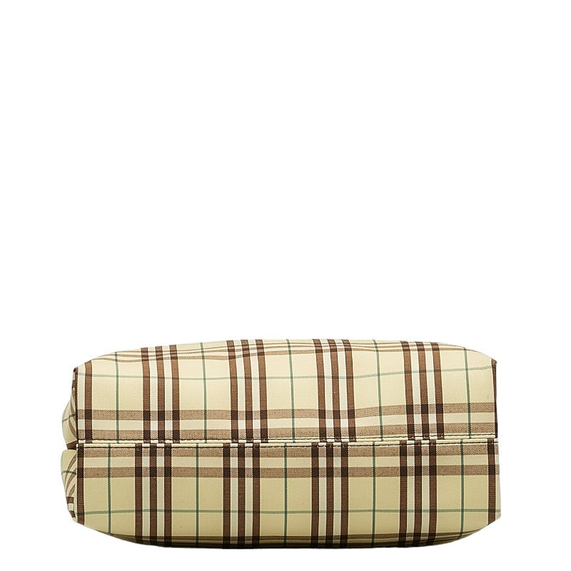 Burberry Check Tote Bag Yellow Brown Canvas Leather
