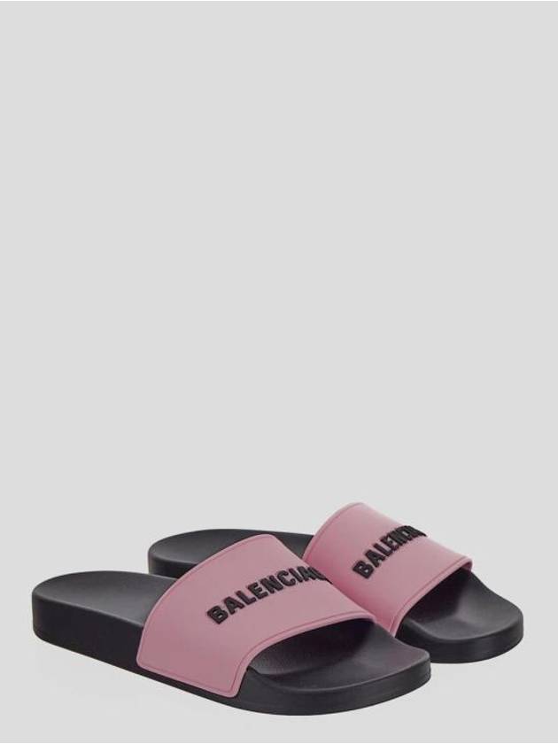 Balenciaga Logo Pool Slippers Pink