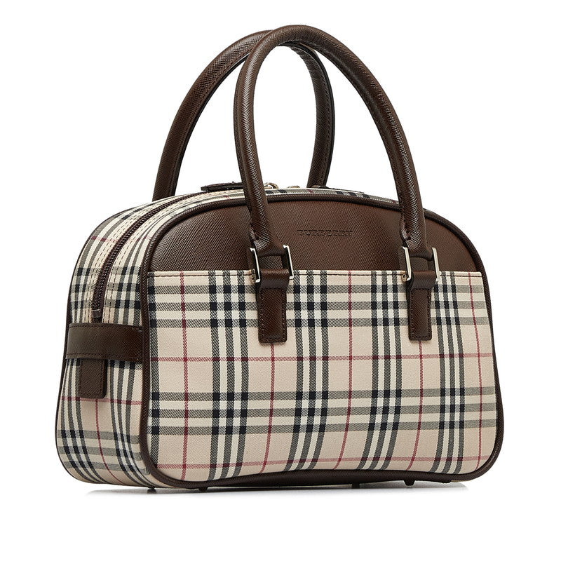Burberry Nova Check Handbag Beige Canvas Leather Ladies
