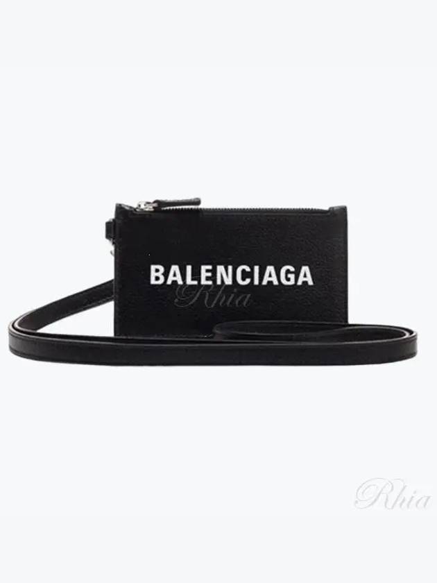 Balenciaga Cash Keyring Card Case Black Silver