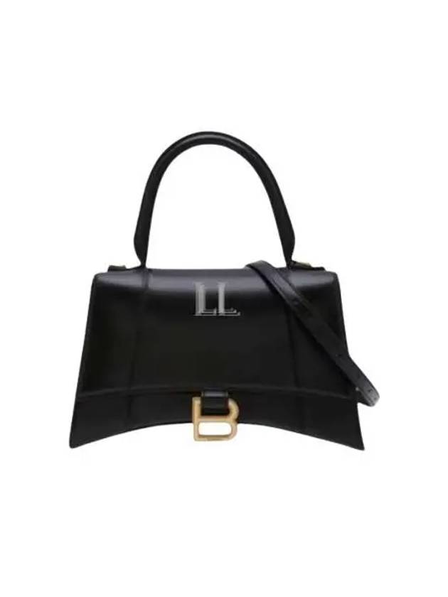 Balenciaga Hourglass Small Tote Bag in Shiny Box Calfskin Black